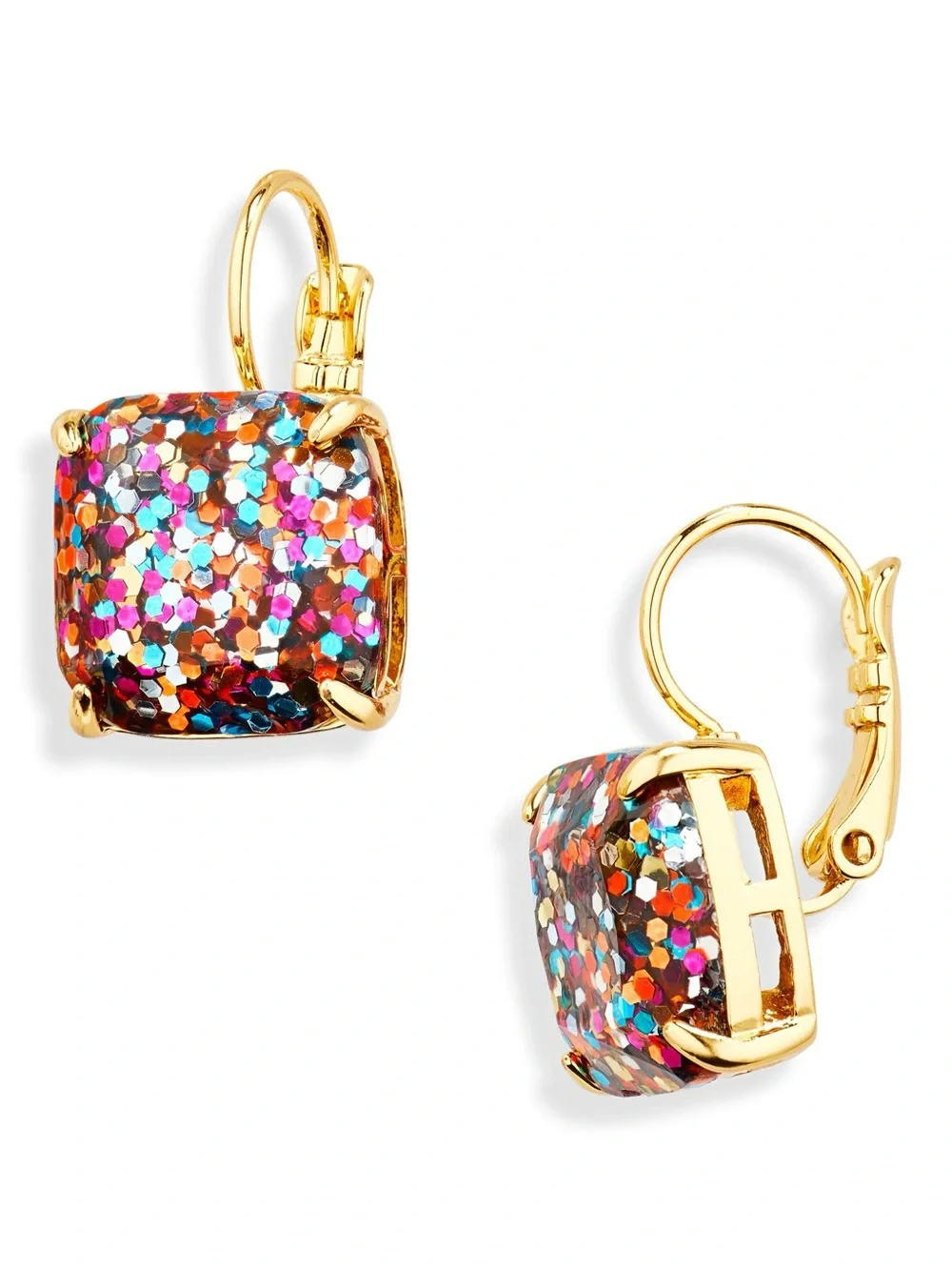 Kate Spade glitter small square lever-back earrings